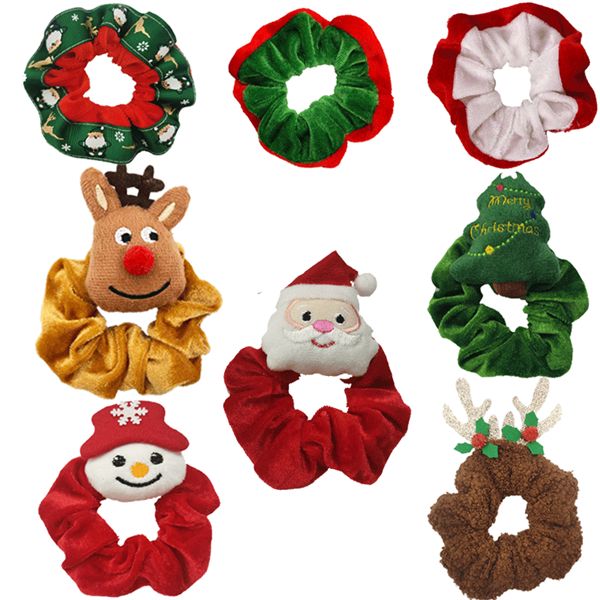

childrens hair accessories santa claus elk pig intestine ring cute headdress set christmas tree hairpin european and american ring flannel s, Slivery;white