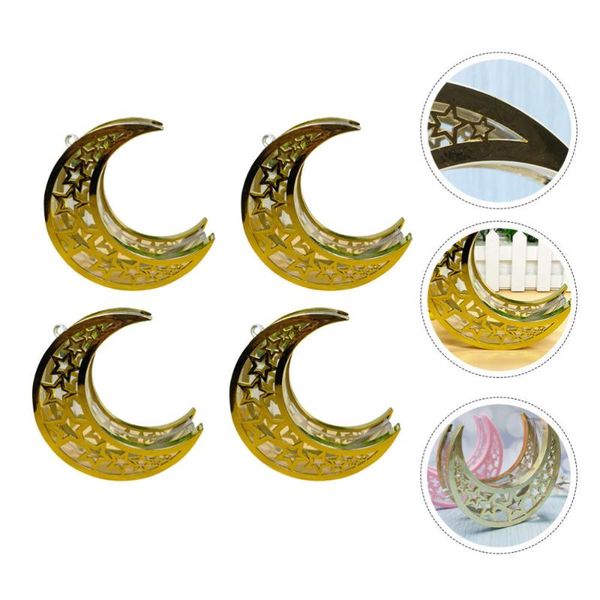 

4pcs gift box pendants hanging adornments electroplated moon pendants (golden)