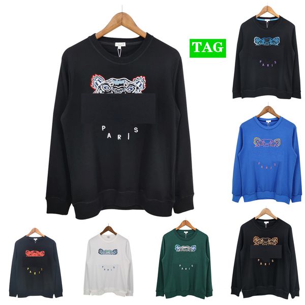 

brand embroidery tiger sweatshirt man woman long sleeve o-neck pullover sweater casual designer hoodies sweatshirts couples clothing, Black