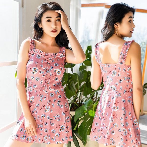 

one-piece suits 2021 fashion printed women's swimsuit cover meat slim high waist