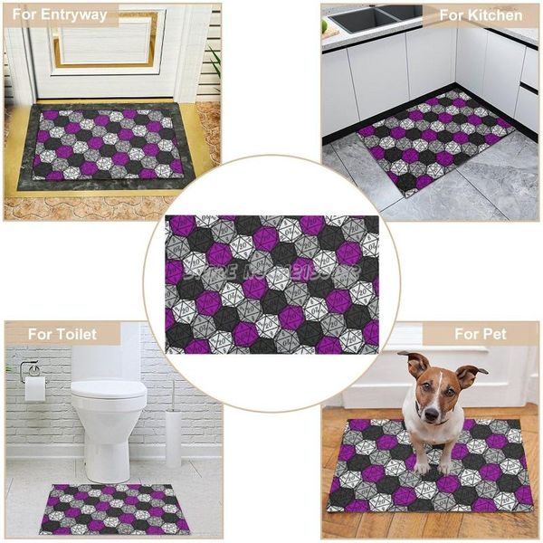 

carpets asexual pride dice pattern doormat fashion rug water-absorb floor bath mat toilet room personalized carpet dungeons and