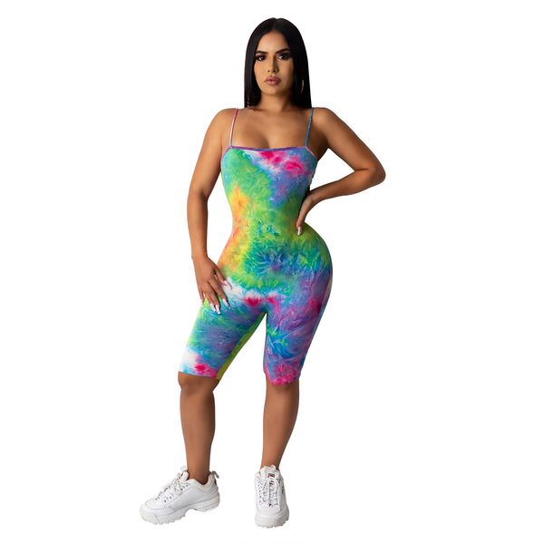 

tie dye playsuit for women slim summer playsuits spaghetti strap rompers and jumpsuits for women skinny romper, Gray