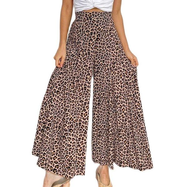 

women's pants & capris 2021 spring and summer loose high waist leopard pattern hanging wide leg swing plus size, Black;white