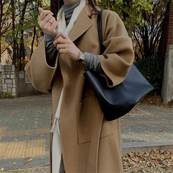 

2021 new loose windbreaker vintage women retro elegant ol overcoat chic lace-up all match minimalist trench coats a2n1, Tan;black