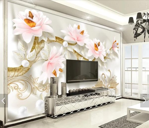 

wallpapers 3d 8d embossed flower wall mural po wallpaper for living room tv backdrop paper roll home decor hallway murals customize