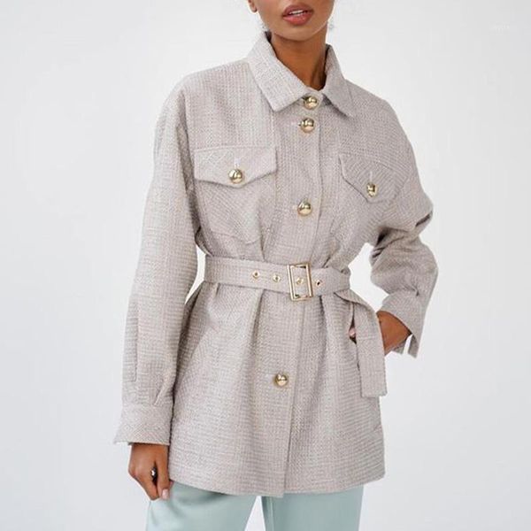 

women's wool & blends agong turn down collar autunm coats women fashion tie belt casual jackets elegant buttons pockets female ladies, Black