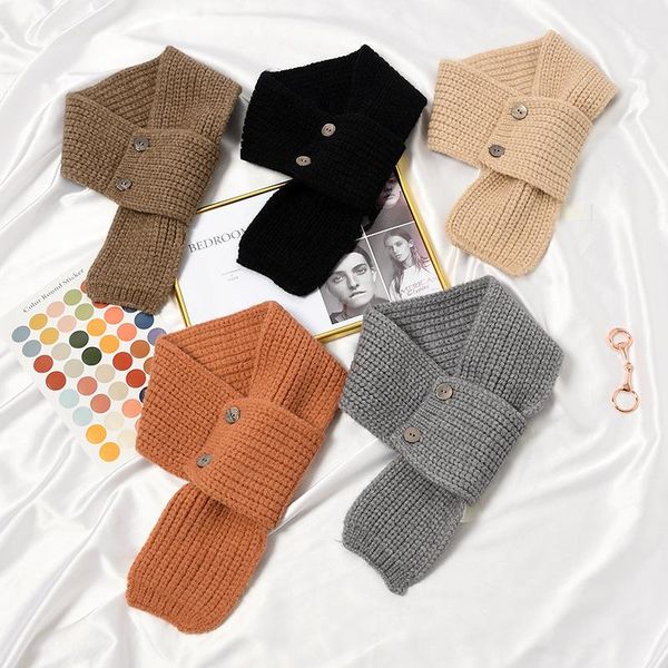 

bow ties triangular scarf solid color elastic knitted cross warm fake collars female soft false collar neck small detachable, Black;gray