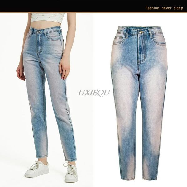 

women's jeans women high waist casual 2021 summer color girly pink, Blue