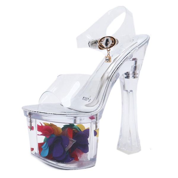 

women transparent high-heeled car model women platform waterproof nightclub shoes sandals pole dance party catwalk, Black
