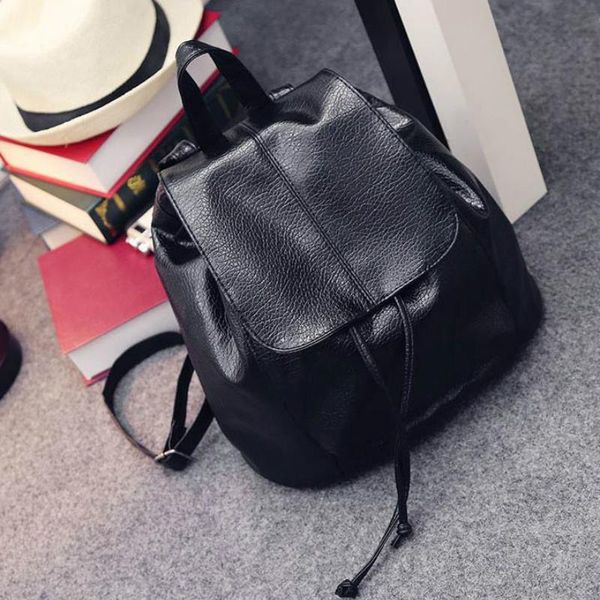 

outdoor bags solid pattern women backpack string designer soft pu leather ladies shoulder bag female backpacks travel softback mochila