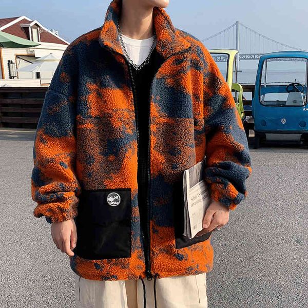 

men's vests legible winter jacket of casual men released parkas turn down collar oversized tie dye coats man 1w95, Black;white