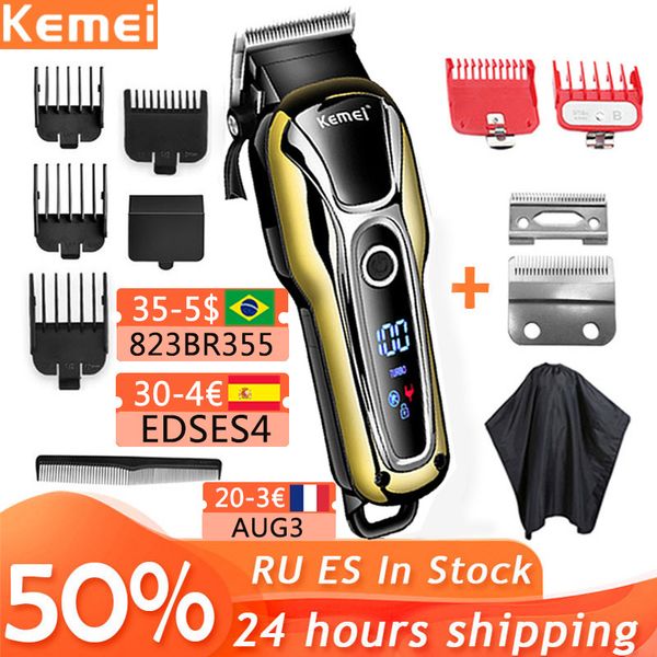 

kemei hair clipper electric hair trimmer professional mens hair clipper cordless cutter led display wireless cutter 5