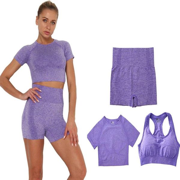 

yoga outfit sport seamlessyoga set workout sportswear gym clothes fitness crop high waist leggings women's shorts sports bra