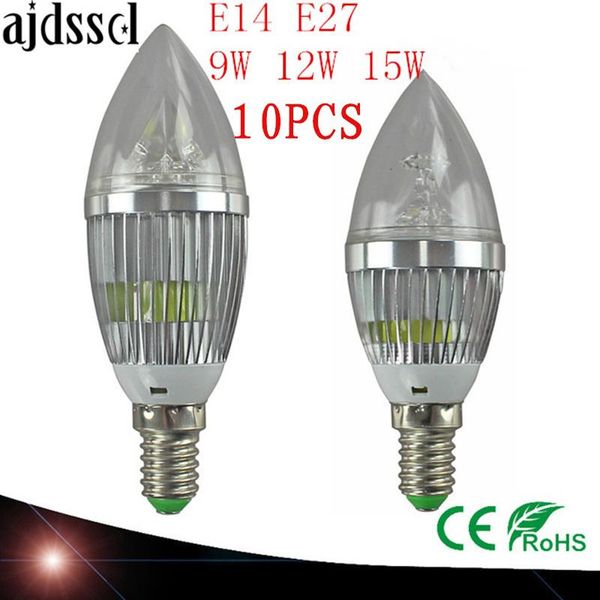 

bulbs 10x led candelabra bulb candle light e14 e27 9w 12w 15w warm/nature/ cool white lamp dimmable 110v220v lampce rohs