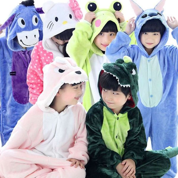 

autumn and winter thickened children's cartoon one-piece pajamas cute pig dinosaur bathrobe new animal household cloth horse, Blue;red