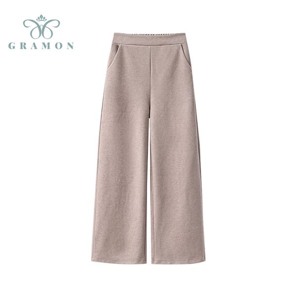 

wide leg pants plus size autumn winter women clothes high waist thick baggy trousers korean fashion loose oversized pantalones 211112, Black;white