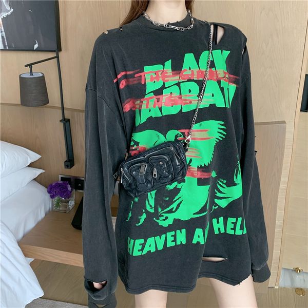 

2021 autumn new loose academy style all-match pullover cartoon print sweatshirt long sleeve ntlo, Black