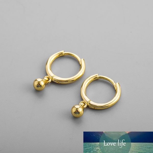

925 sterling silver bead hoop earrings for women smal[l round ball pendant earrings jewelry, Golden;silver