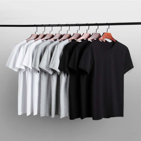 

t-shirt spring summer slim round neck thin black and white gray simple solid color bottomed, White;black