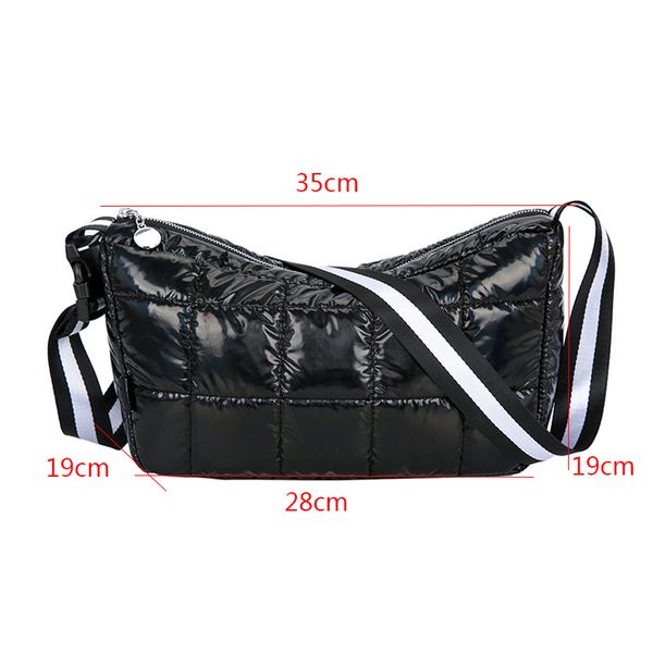 

luxury designer space cotton shoulder bags for women 2020 winter crossbody down bag wide shoulder strap messenger bag sac a main