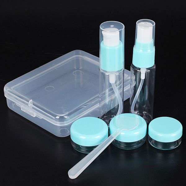 

6pcs plastic travel bottle set leakproof portable cosmetic spray empty dispenser clear cream box container for perfume lotion