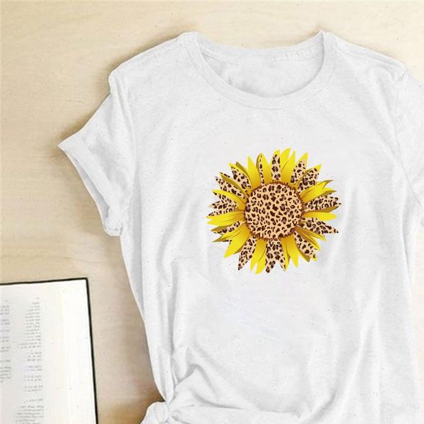 

yellow sunflower printing t shirts women tee shirts for ladies graphic tee woman harajuku cotton camisetas mujer verano, White