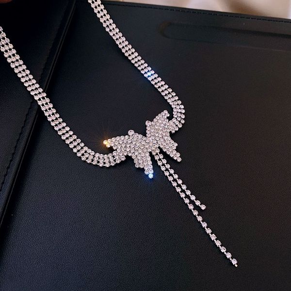 

xianlan253 butterfly collarbone chain female senior feeling deserve to act the role of sweet cool summer joker ms korean princess, Silver