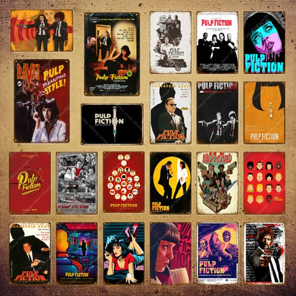 2021 Funny Classic Movie Wall Poster Pulp Fiction Wall Sticker Vintage Metal Signs Bar Pub Cafe Home Room Decor Iron Art Painting Plaque