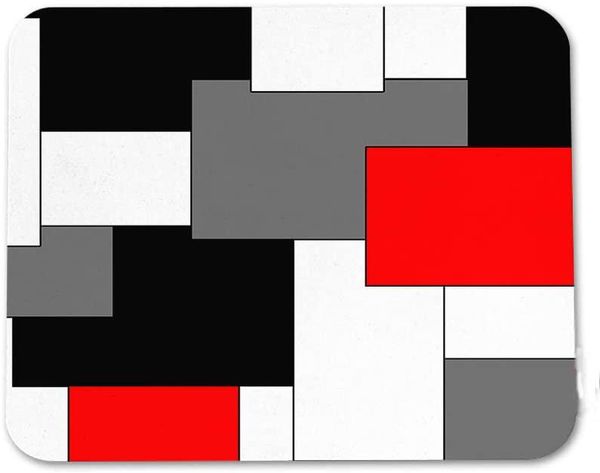 

mouse pads & wrist rests paneling pattern pad abstract geometric block red black gray white mat non-slip rubber base mousepad for