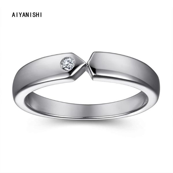 Küme Yüzük Aiyanishi Solitaire Ring Real 925 STERLING Gümüş Sona Diamond Nişan Düğün Kadınlar Gelin Beyanı Takı Mücevherat