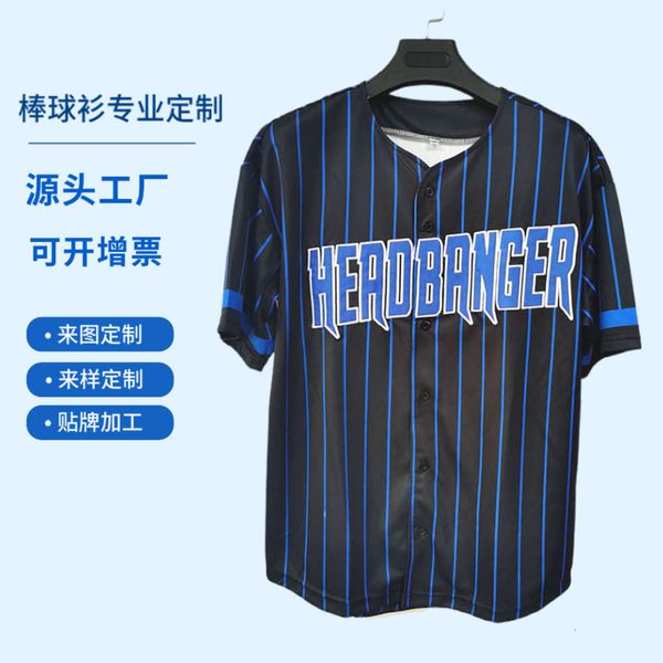 

short sleeve baseball shirt men's sublimation digital print hip hop cardigan sweat absorbing fabric embroidery, Black
