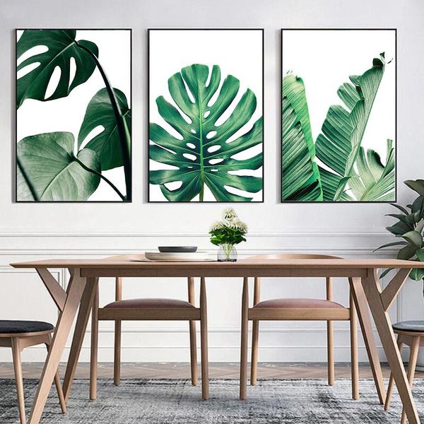 

paintings posters and prints painting tableau mural decoration wall art poster canvas print pictures for living room green monstera leaves