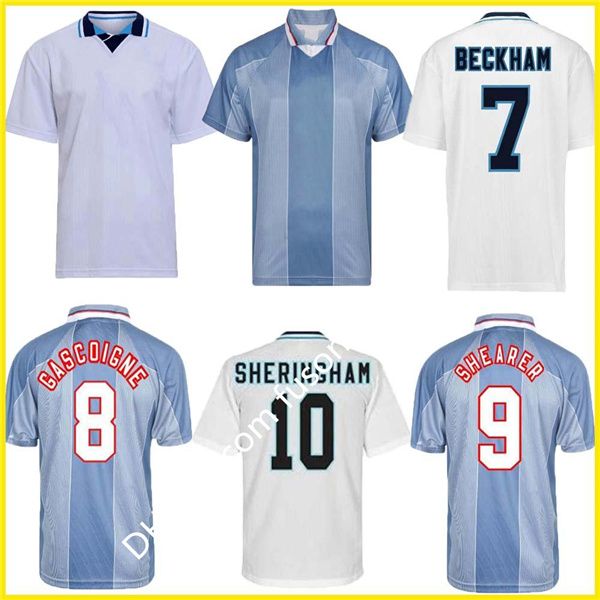

1996 england retro soccer jersey gascoigne shearer mcmanaman southgate classic vintage sheringham 96 98 home away beckham football shirt, Black;yellow