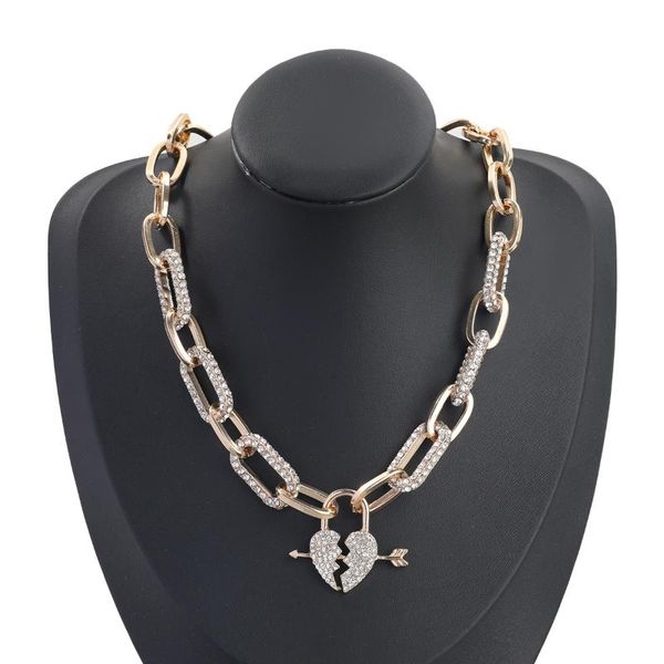 

pendant necklaces jijiawenhua rhinestone love women's alloy necklace dinner party fashion statement jewelry accessories, Silver