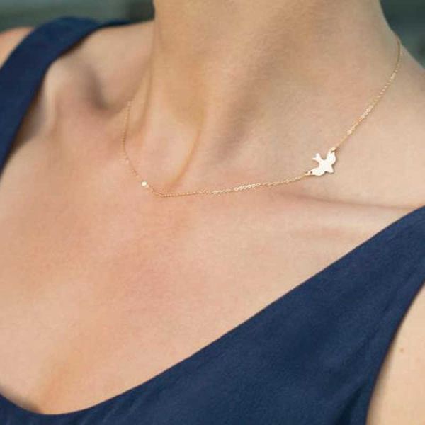 

designer necklace luxury jewelry jewelry simple alloy birds necklace clavicle chains charm womens fashion colar maxi for women, Silver