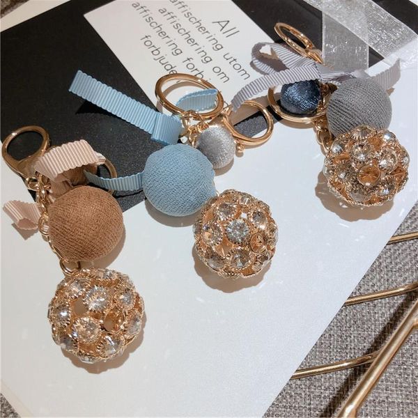 

keychains bow-knot ball crystal rhinestone key ring chains holder purse bag buckle pendant for car keyrings jewelry llaveros, Silver