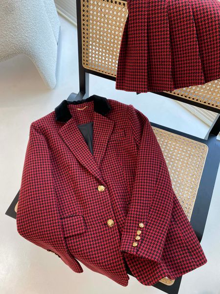 

christmas red classic red bird check breasted suit set, White