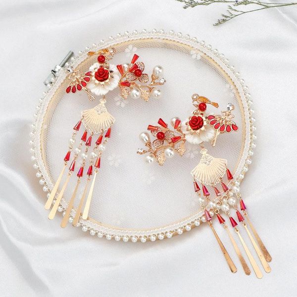 

hair clips & barrettes bride tiara show wo clothing toast dress headpiece tassel phoenix crown accessories classical wedding lb, Golden;silver