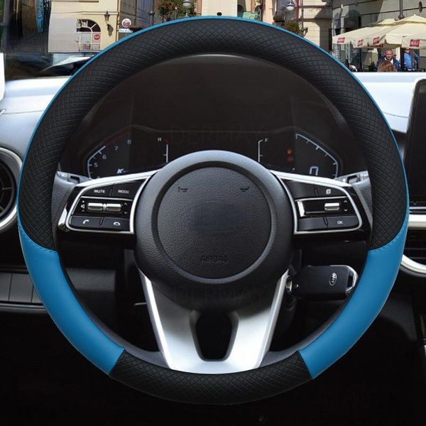 

steering wheel covers for kia rio tinto 2 3 4 x series kombi car auto parts interior 100% leather cover