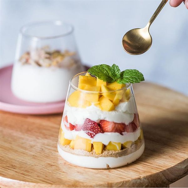 

2pcs transparent glass mug simply design dessert ice cream mug breakfast milk glass cup whiskey wine juice beer drinkware