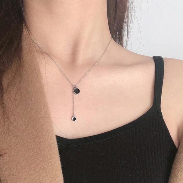

pendant necklaces ladies simple necklace exquisite elegant fashion black decor for female trendy, Silver