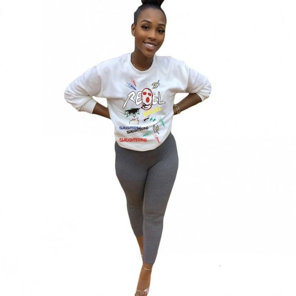 

shirt full t- and 2-pants order clothes for the women spring fashion graffiti print casual training two pieces together smhe, Gray