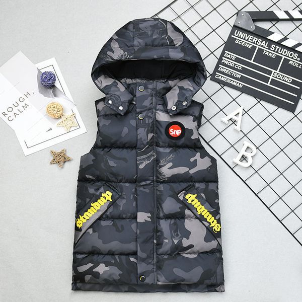 

new clothing children's thickened down cotton vest, Black;white