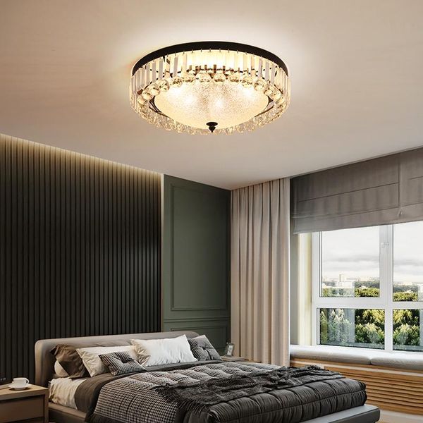 

ceiling lights crystal master bedroom lamp modern minimalist room round home american light luxury warm romantic study