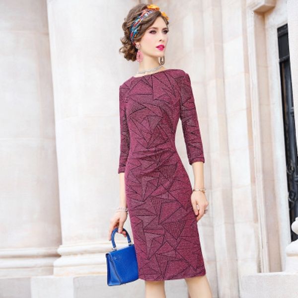 

2021 new office lady solid dresses autumn spring casual printed knitted dress women's slim patchwork o-neck vintage skirt plus xxxl gi0, Black;gray