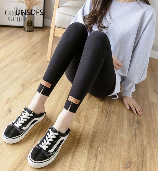 

women's leggings autumn winter high waist elastic fashion skinny large size pants fitness streetwear leggins, Black