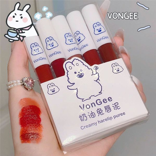 

creamy 5 colors/set lipstick makeup matte velvet lip gloss christmas gift lips tint cosmetic glaze long lasting red waterproof 1171