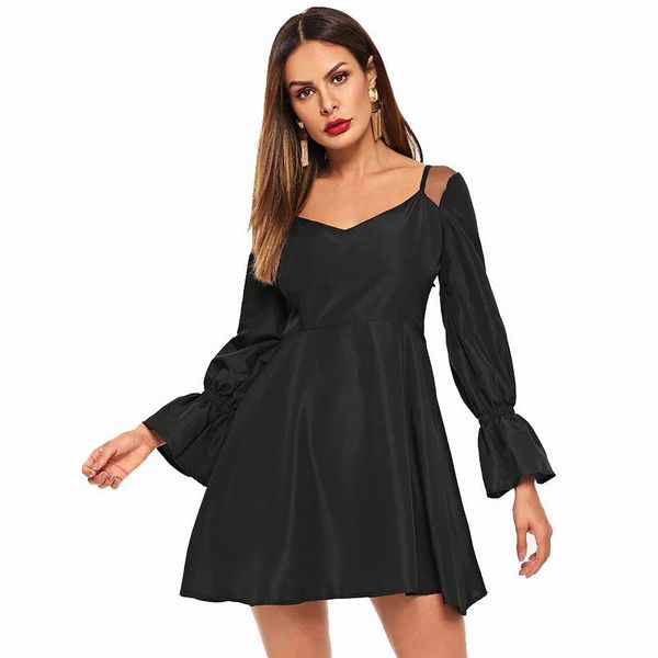

casual dresses summer mini dress women long sleeve black backless lace party club dressed lwl1763, Black;gray