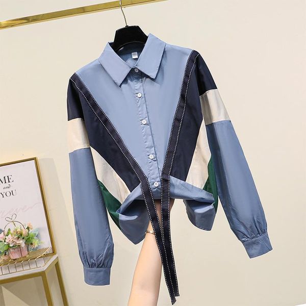 

plus size blouse girls 2021 new autumn bottom shirt womens matching striped loose shirts ladies casual all-match blouses blusas, White