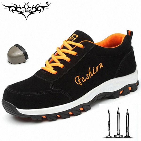 

2019 new mens ms steel toe work safety shoes lightweight anti smashing anti puncture anti static protective boots sports shoes fringe y5wd#, Black